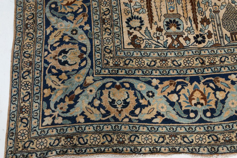 Antique Khorassan Botanic Design Handmade Wool Rug BB7470