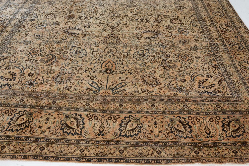 Antique Persian Meshad Botanic Handmade Wool Rug BB7472