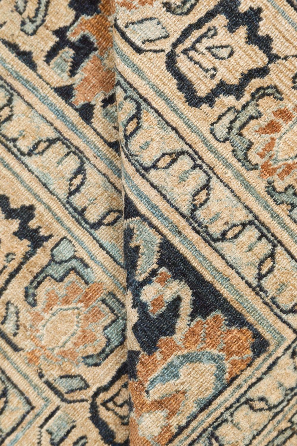 Vintage Persian Meshad Beige Handmade Wool Rug BB7476