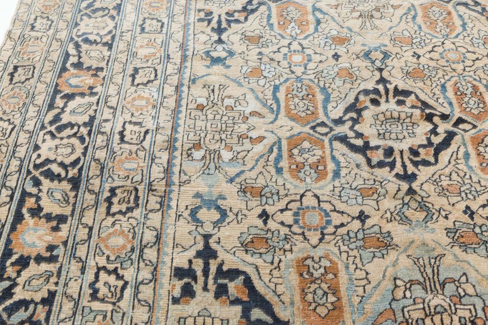 Vintage Persian Meshad Beige Handmade Wool Rug BB7476