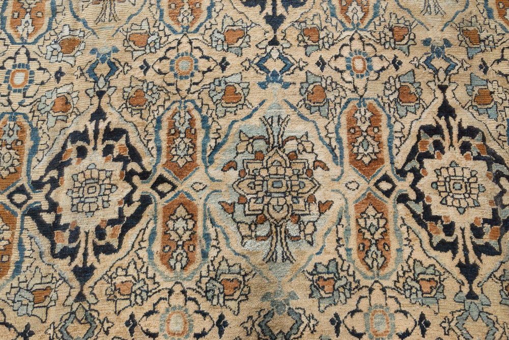 Vintage Persian Meshad Beige Handmade Wool Rug BB7476