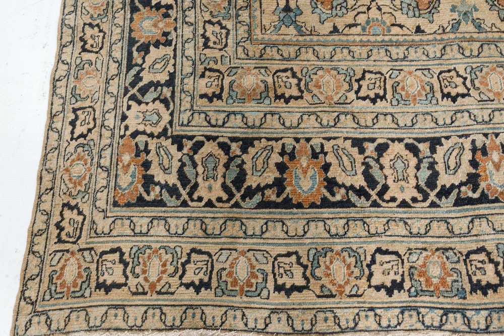 Vintage Persian Meshad Beige Handmade Wool Rug BB7476