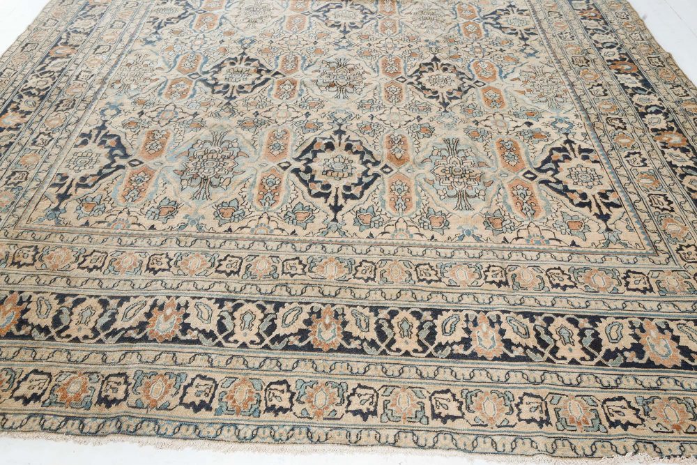 Vintage Persian Meshad Beige Handmade Wool Rug BB7476