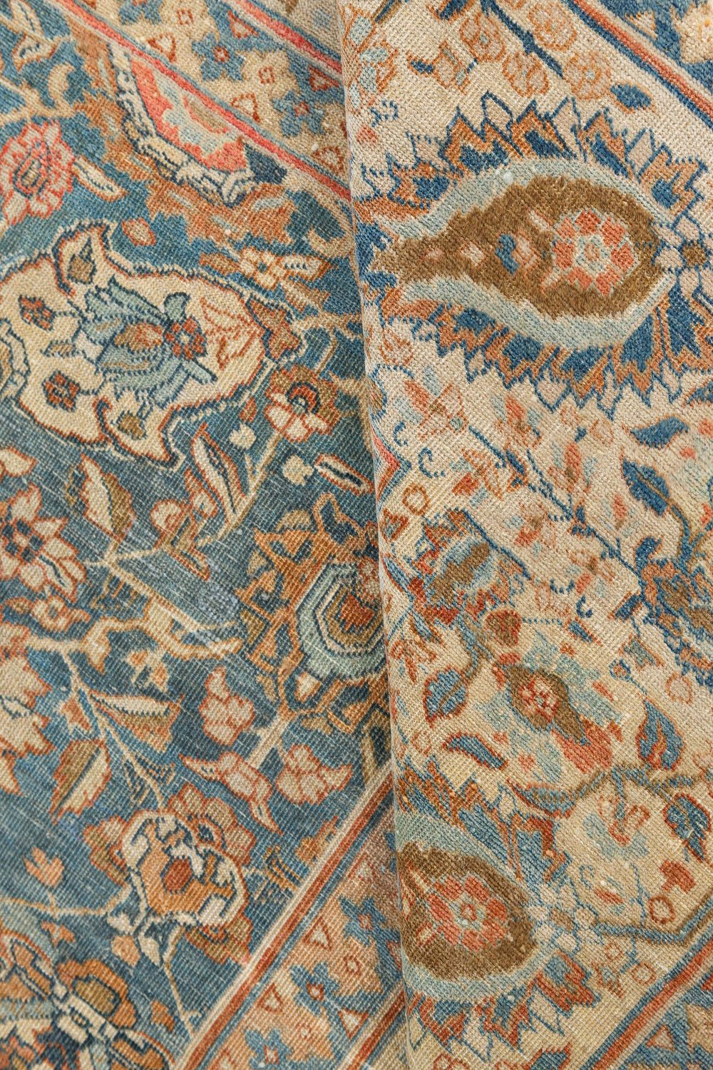 Antique Persian Tabriz Rug in Blue and Brown BB7483
