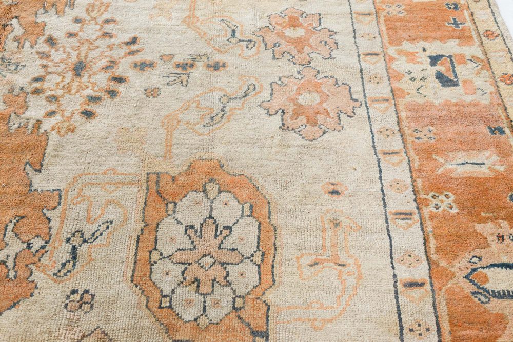 Early 20th Century Turkish Oushak Botanic Handmade Wool Rug BB7487