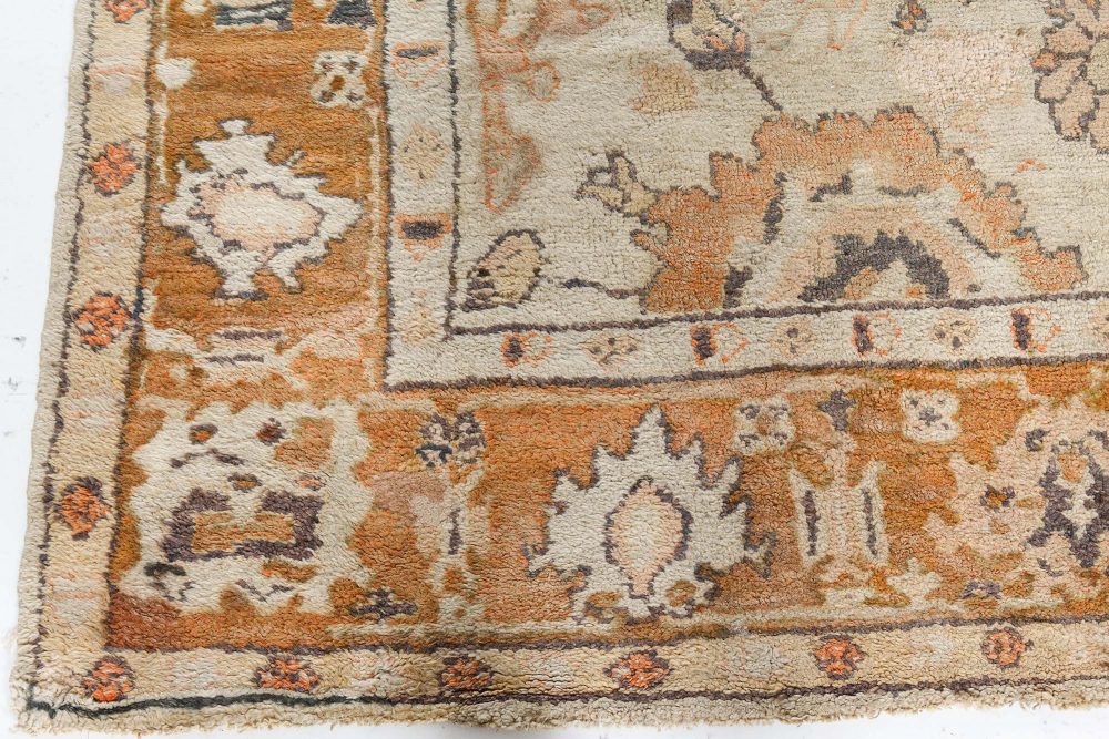 Early 20th Century Turkish Oushak Botanic Handmade Wool Rug BB7487