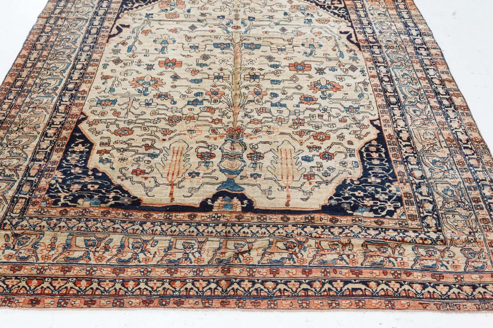 Authentic 19th Century Persian Tabriz Floral Handwoven Wool Rug BB7493