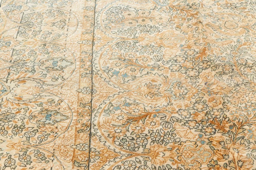 Antique Persian Kirman Floral Design Handmade Wool Carpet BB7496