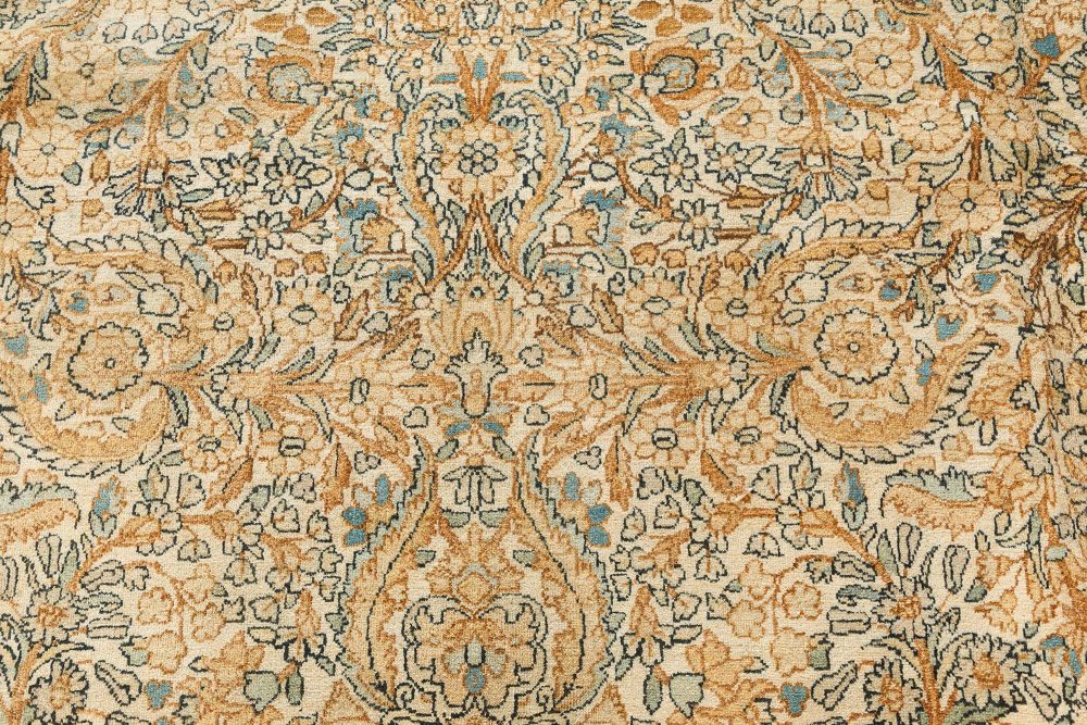 Antique Persian Kirman Floral Design Handmade Wool Carpet BB7496