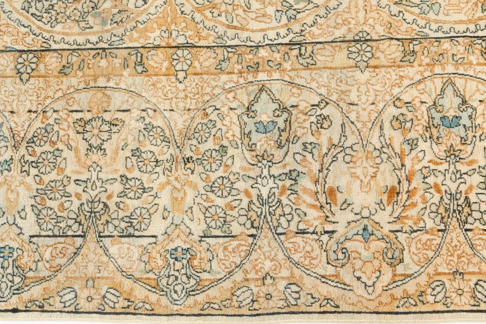 Antique Persian Kirman Floral Design Handmade Wool Carpet BB7496