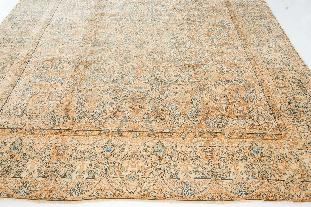Antique Persian Kirman Floral Design Handmade Wool Carpet BB7496
