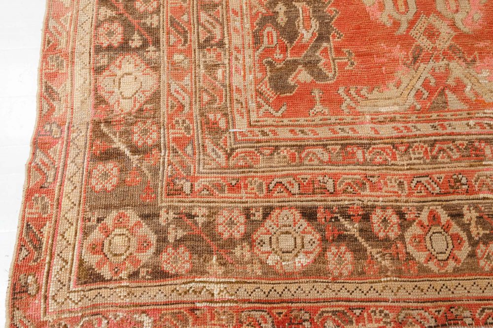 Authentic Oversized Vintage Turkish Oushak Orange Hand Knotted Wool Rug BB7497