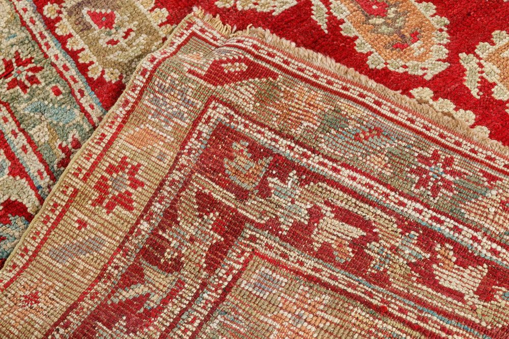 Authentic 19th Century Turkish Oushak Red Handwoven Wool Carpet BB7502