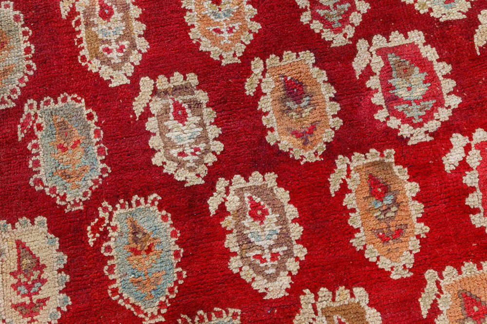 Authentic 19th Century Turkish Oushak Red Handwoven Wool Carpet BB7502