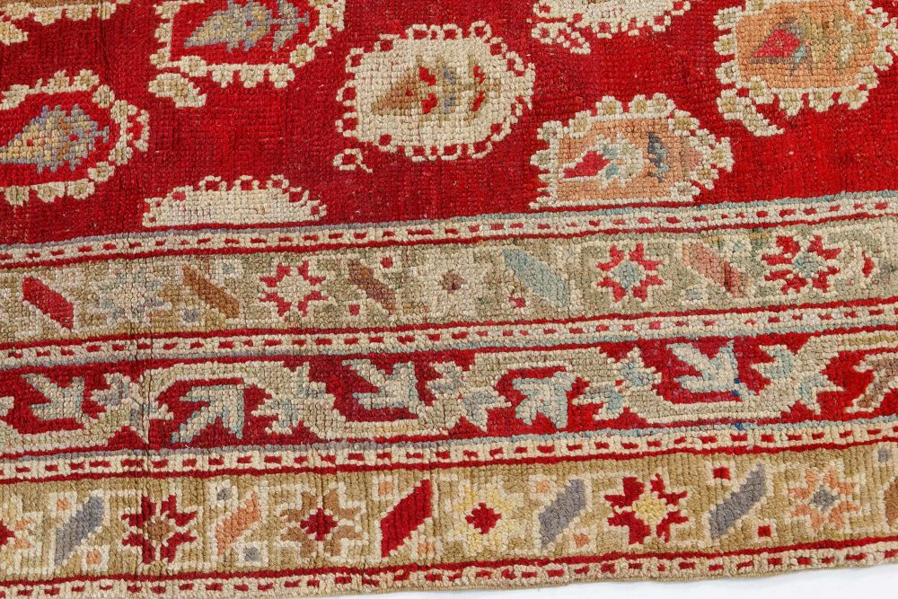 Authentic 19th Century Turkish Oushak Red Handwoven Wool Carpet BB7502