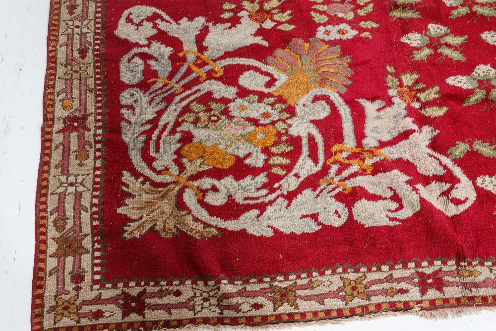 Authentic Turkish Ghiordes Red Handmade Wool Rug BB7503