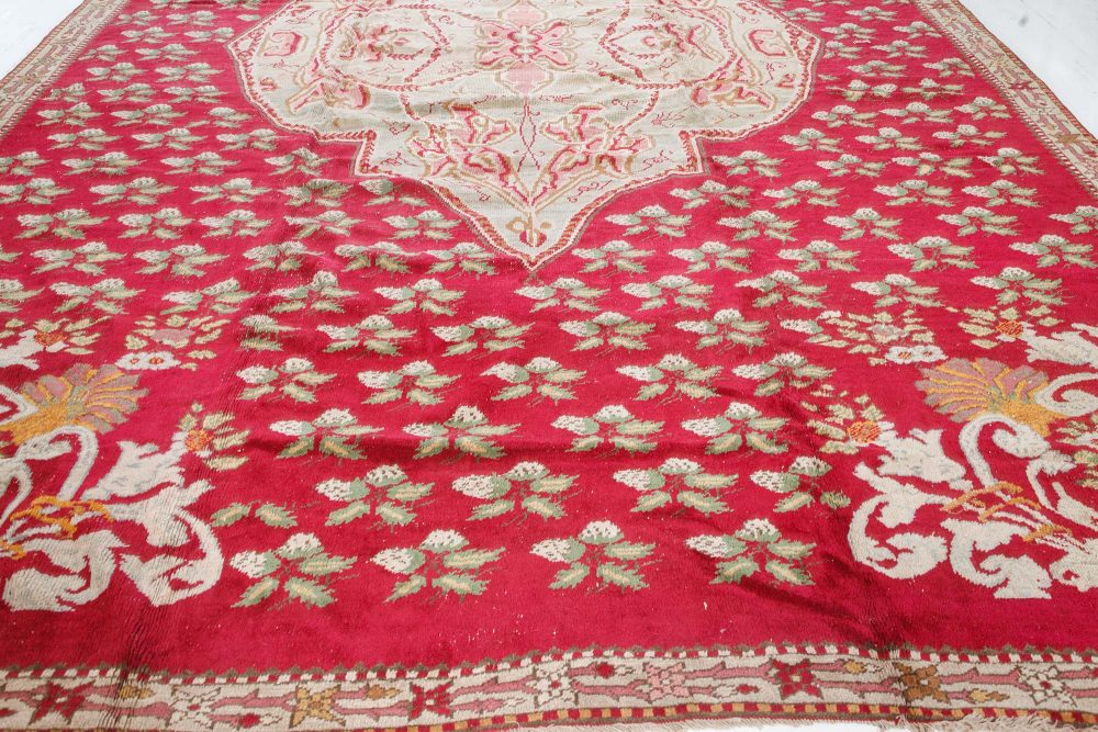 Authentic Turkish Ghiordes Red Handmade Wool Rug BB7503