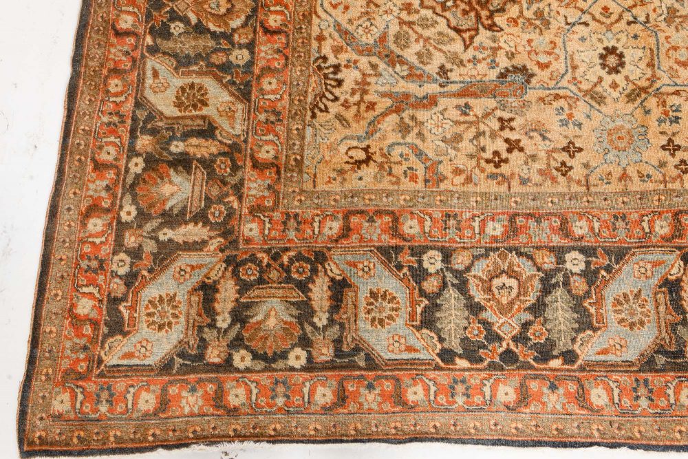 Fine Antique Persian Tabriz Botanic Design Handmade Wool Rug BB7512