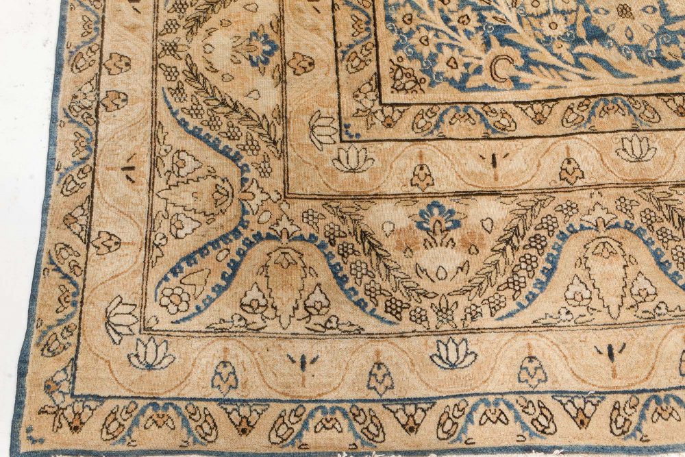 Fine Antique Persian Kirman Blue Handmade Wool Carpet BB7517