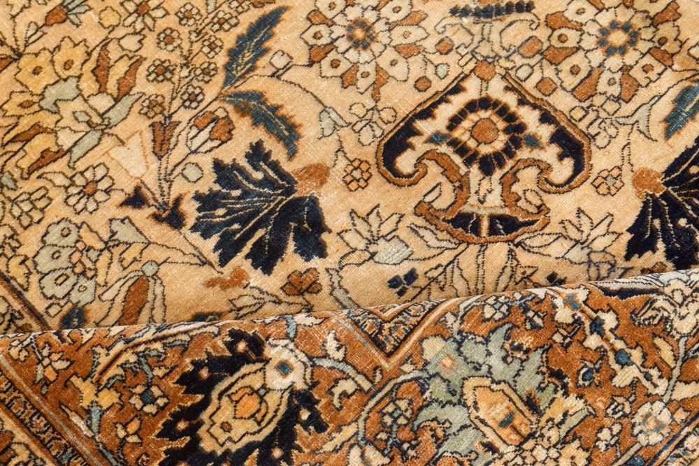Antique Persian Tabriz Botanic Design Handmade Wool Carpet BB7521