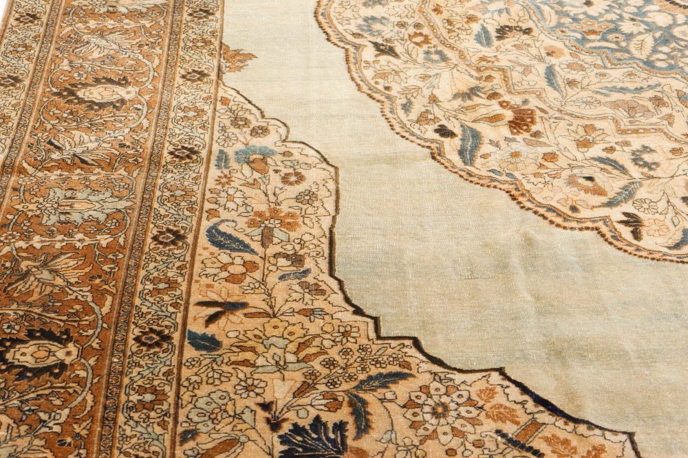 Antique Persian Tabriz Botanic Design Handmade Wool Carpet BB7521