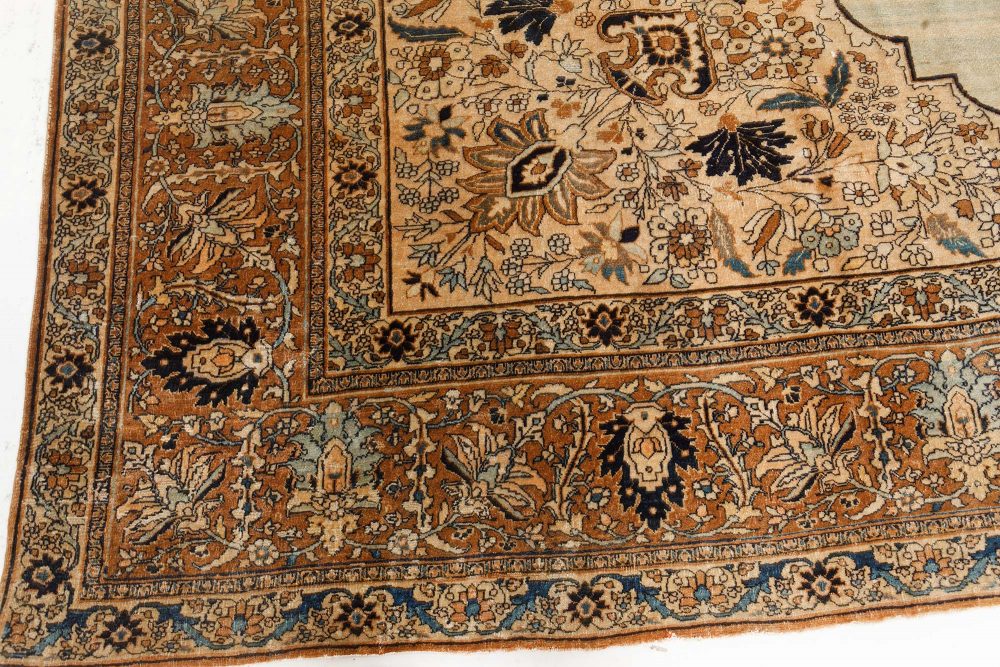 Antique Persian Tabriz Botanic Design Handmade Wool Carpet BB7521