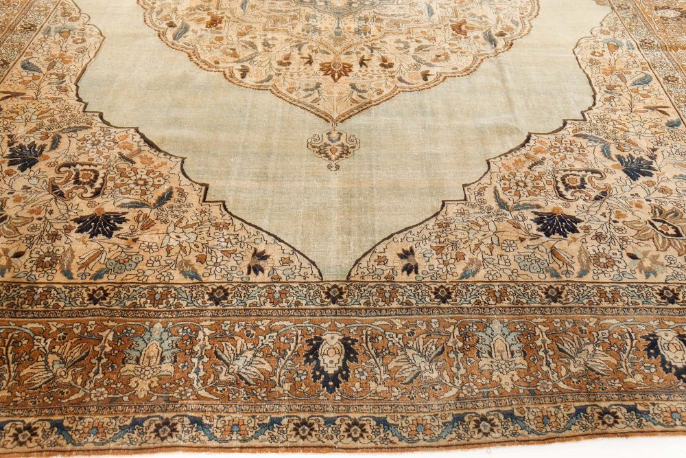 Antique Persian Tabriz Botanic Design Handmade Wool Carpet BB7521