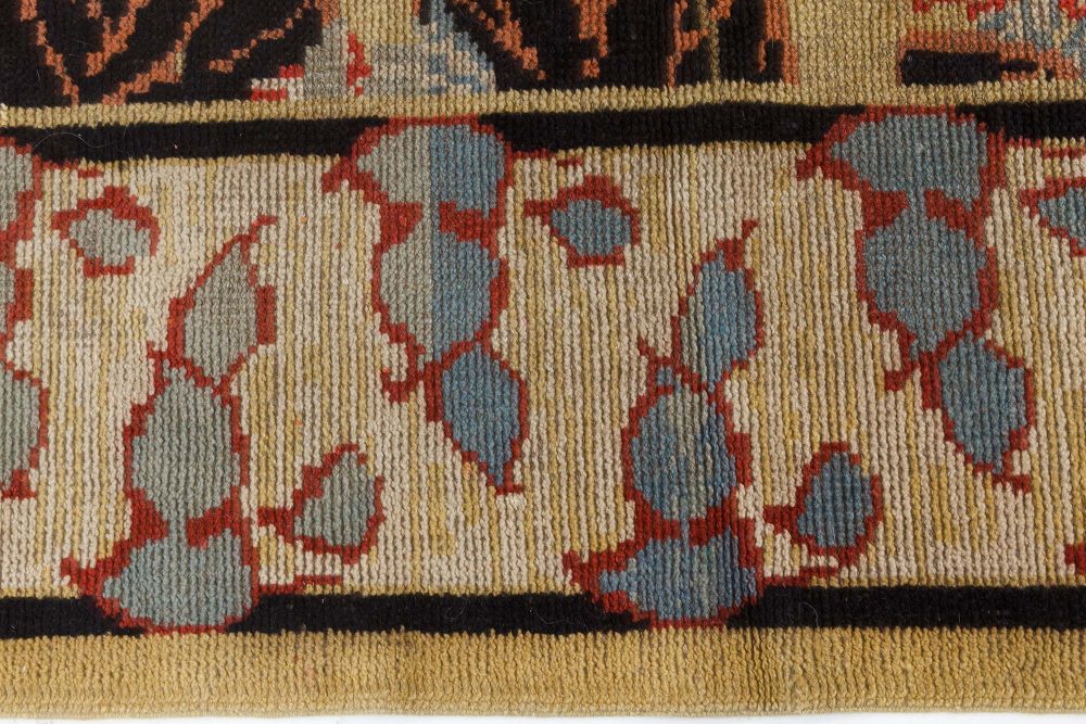 One-of-a-kind Vintage Irish Botanic Hand Knotted Wool Carpet BB7532