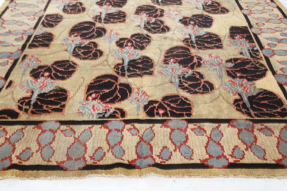 One-of-a-kind Vintage Irish Botanic Hand Knotted Wool Carpet BB7532