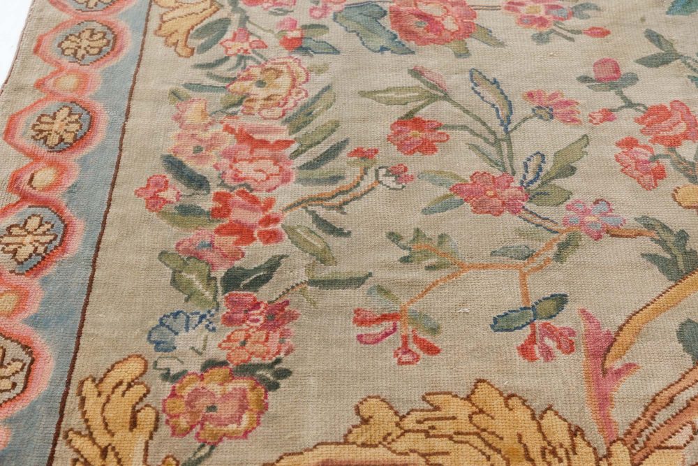 Authentic 19th Century French Savonnerie Botanic Fragment Rug BB7536
