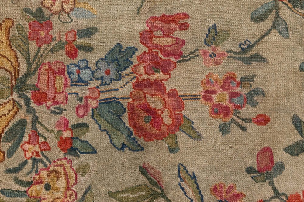 Authentic 19th Century French Savonnerie Botanic Fragment Rug BB7536