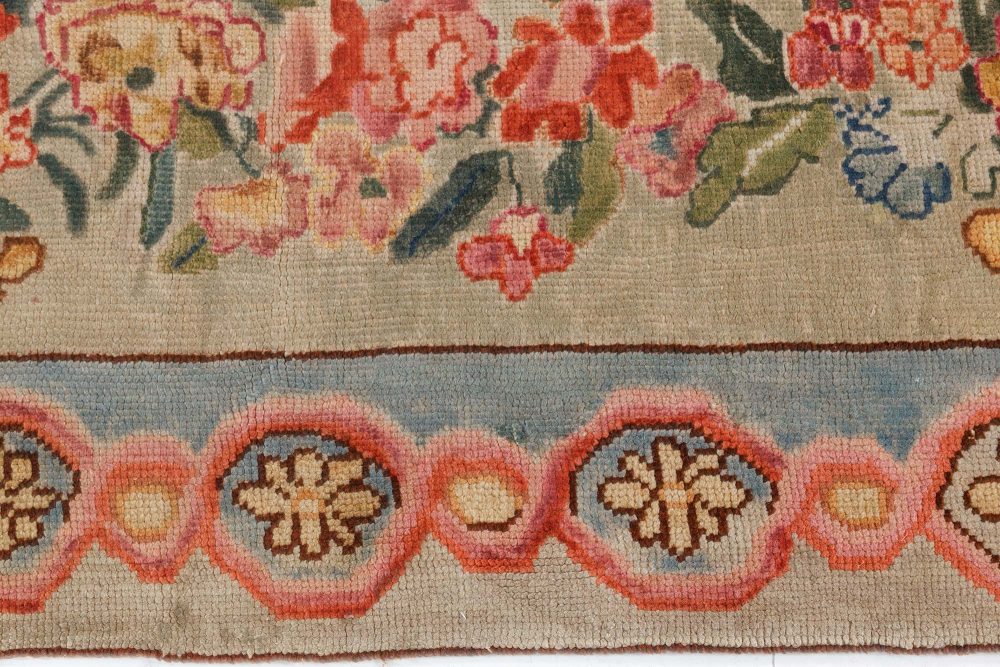 Authentic 19th Century French Savonnerie Botanic Fragment Rug BB7536