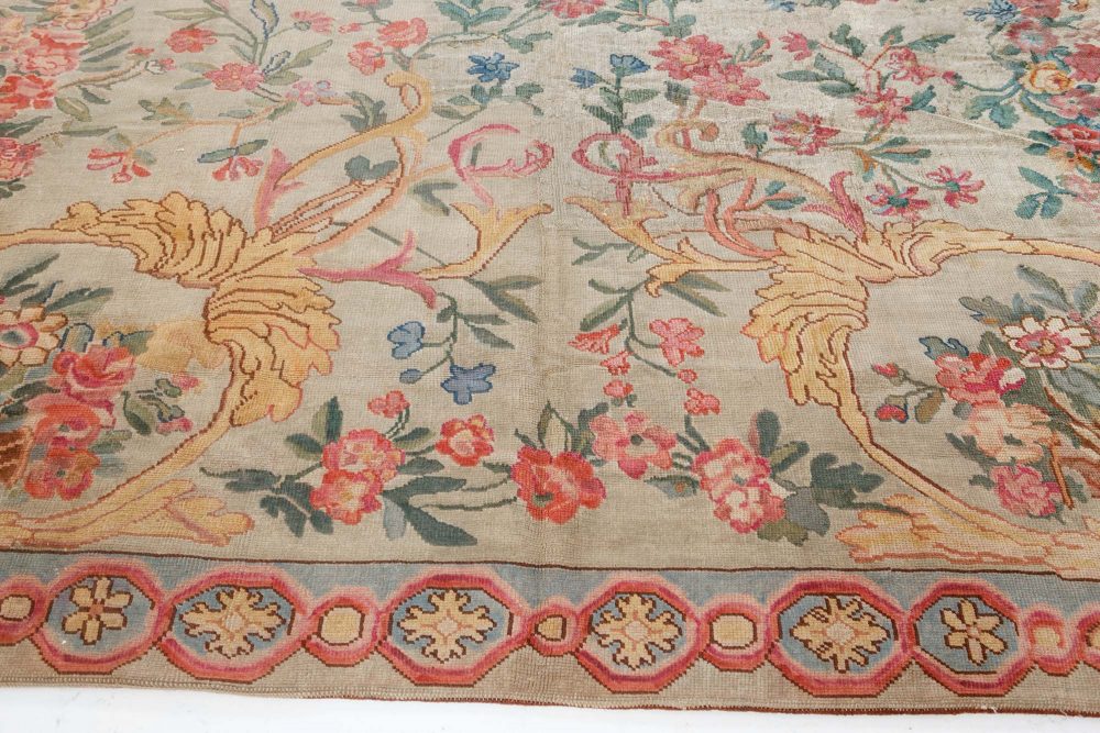 Authentic 19th Century French Savonnerie Botanic Fragment Rug BB7536