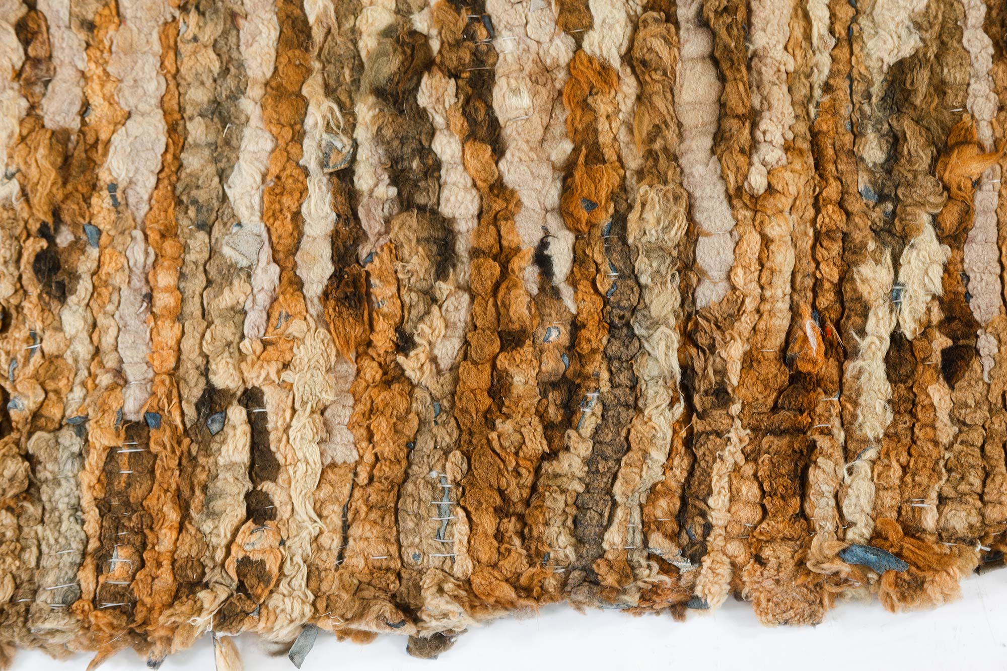 High quality Midcentury Beige and Yellow Hand Knotted Wool Rag Rug index BB7538