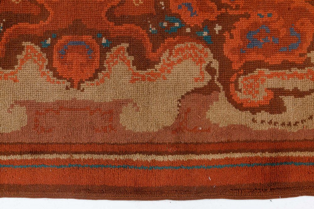 High-quality Viennese Art Deco Handmade Wool Rug in Red Shades BB7540