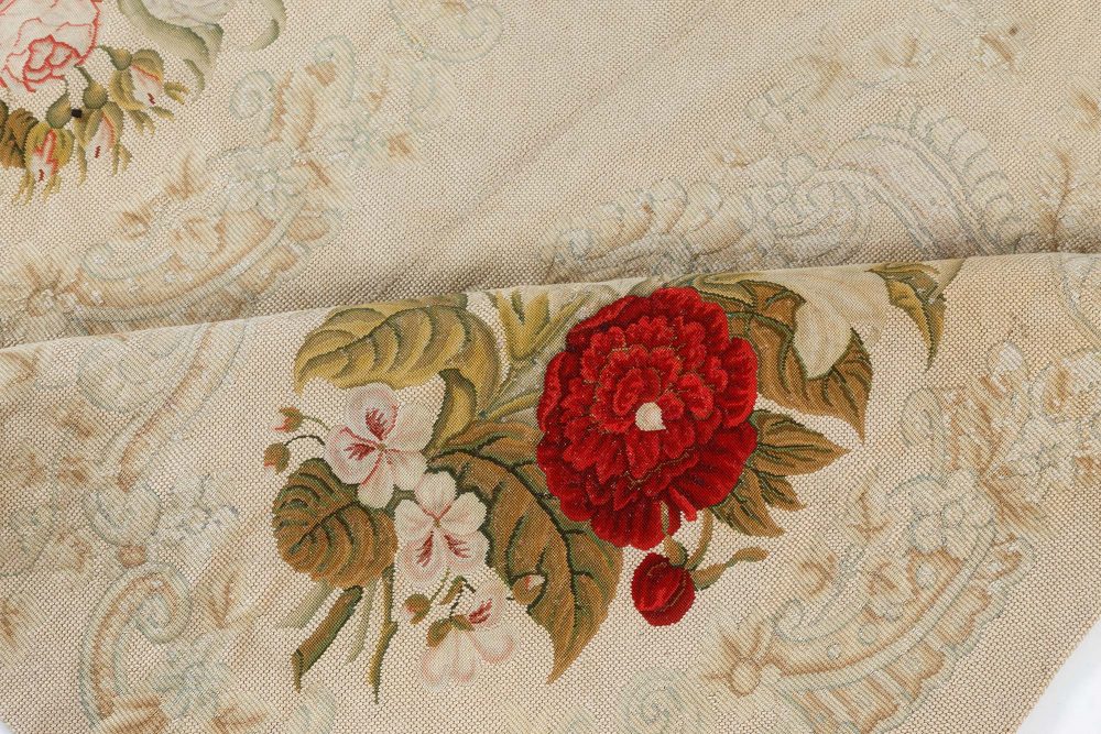 One-of-a-kind Antique Floral Needlework Carpet BB7547