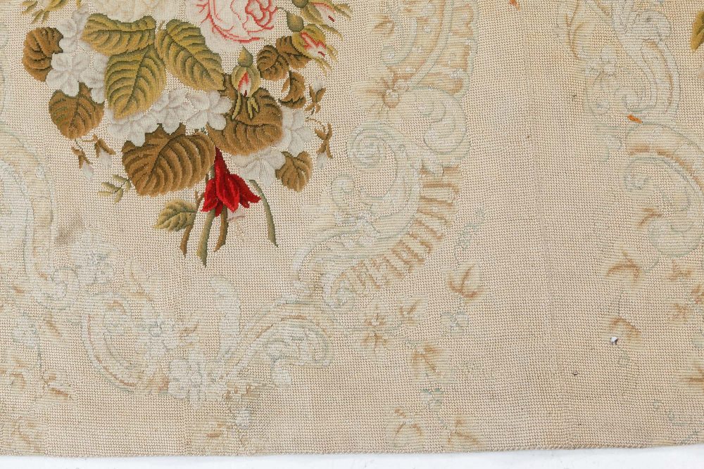 One-of-a-kind Antique Floral Needlework Carpet BB7547