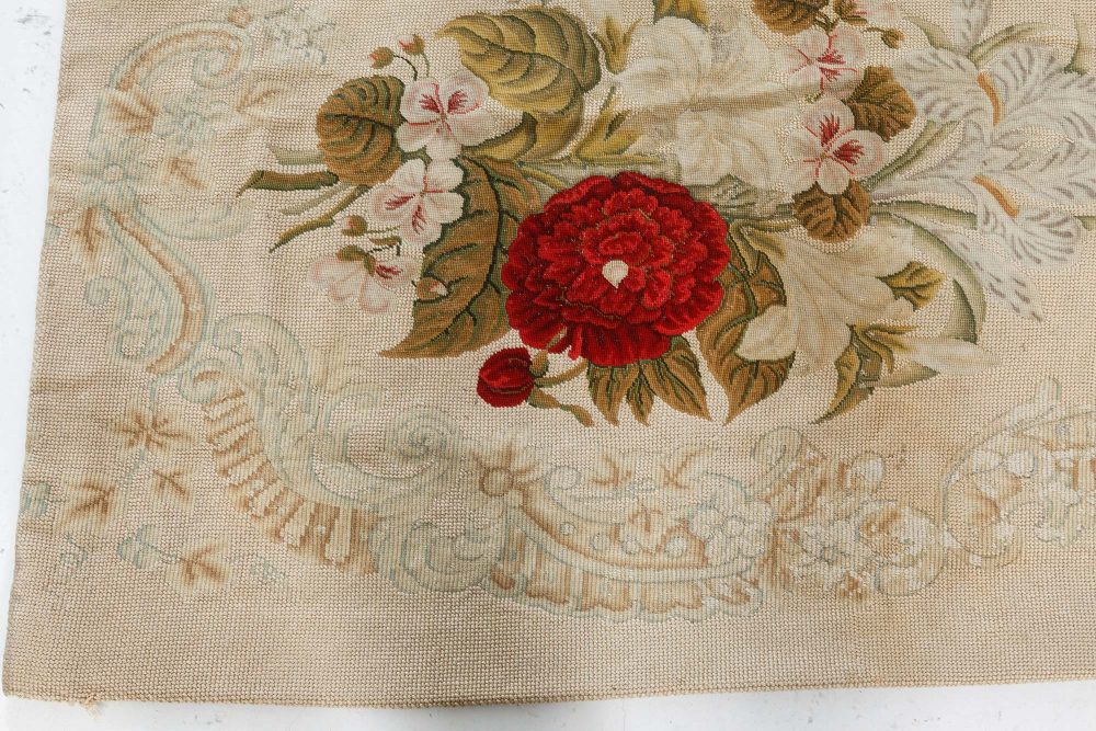 One-of-a-kind Antique Floral Needlework Carpet BB7547