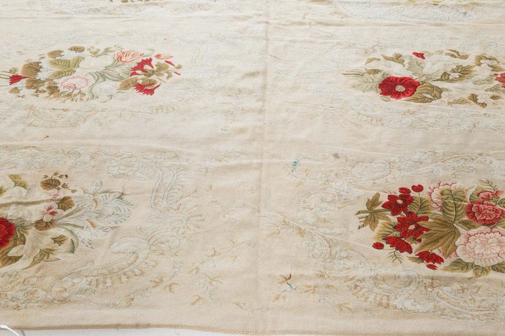 One-of-a-kind Antique Floral Needlework Carpet BB7547