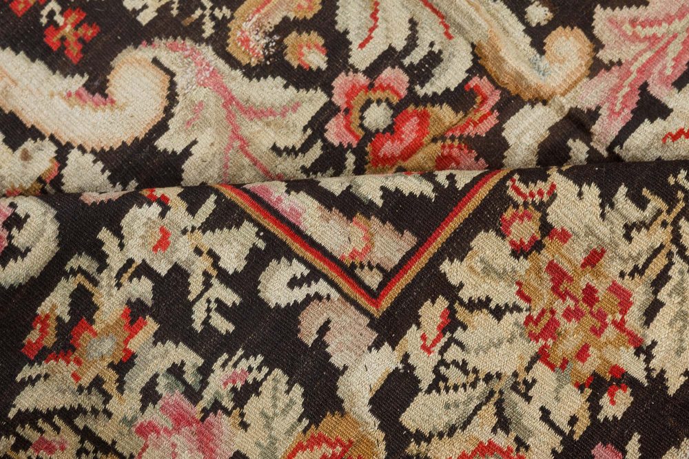 Early 20th Century Russian Bessarabian Floral Handmade Wool Rug BB7548