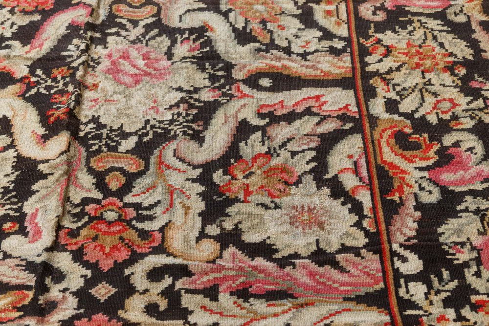 Early 20th Century Russian Bessarabian Floral Handmade Wool Rug BB7548