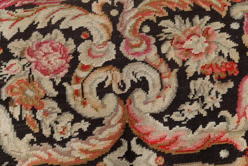 Early 20th Century Russian Bessarabian Floral Handmade Wool Rug BB7548