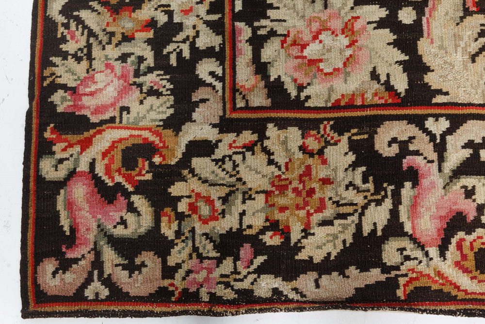 Early 20th Century Russian Bessarabian Floral Handmade Wool Rug BB7548