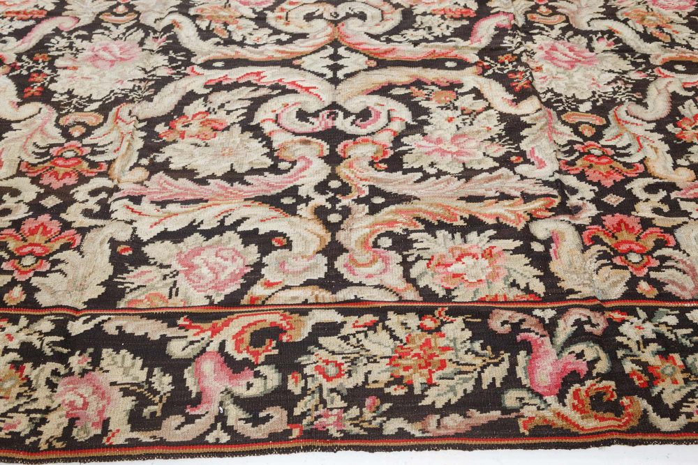 Early 20th Century Russian Bessarabian Floral Handmade Wool Rug BB7548