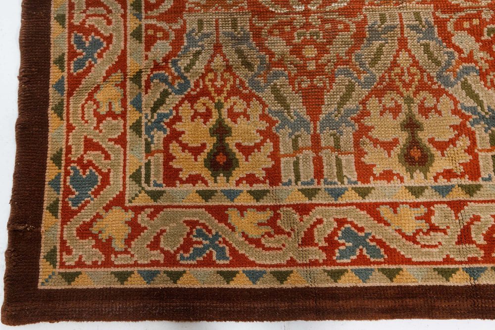 High-quality Vintage Floral Design Spanish Handmade Wool Rug BB7552