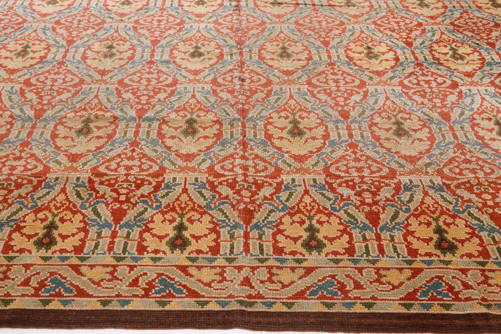 High-quality Vintage Floral Design Spanish Handmade Wool Rug BB7552