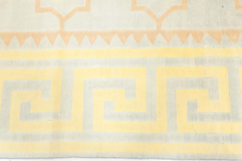 One-of-a-kind Extra Large Golden Yellow Indian Dhurrie Carpet BB7557