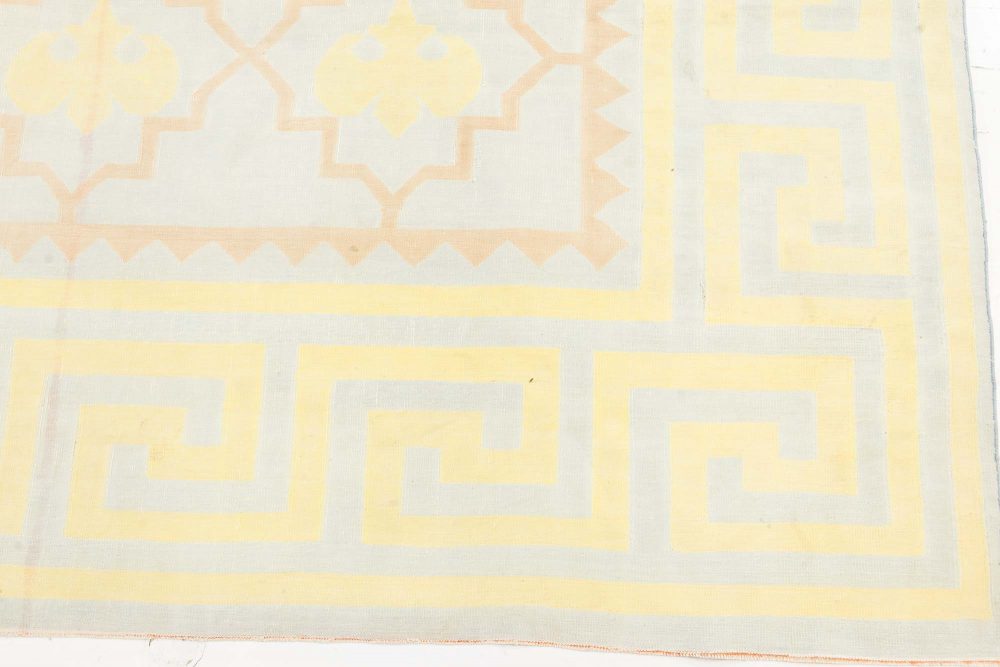 One-of-a-kind Extra Large Golden Yellow Indian Dhurrie Carpet BB7557