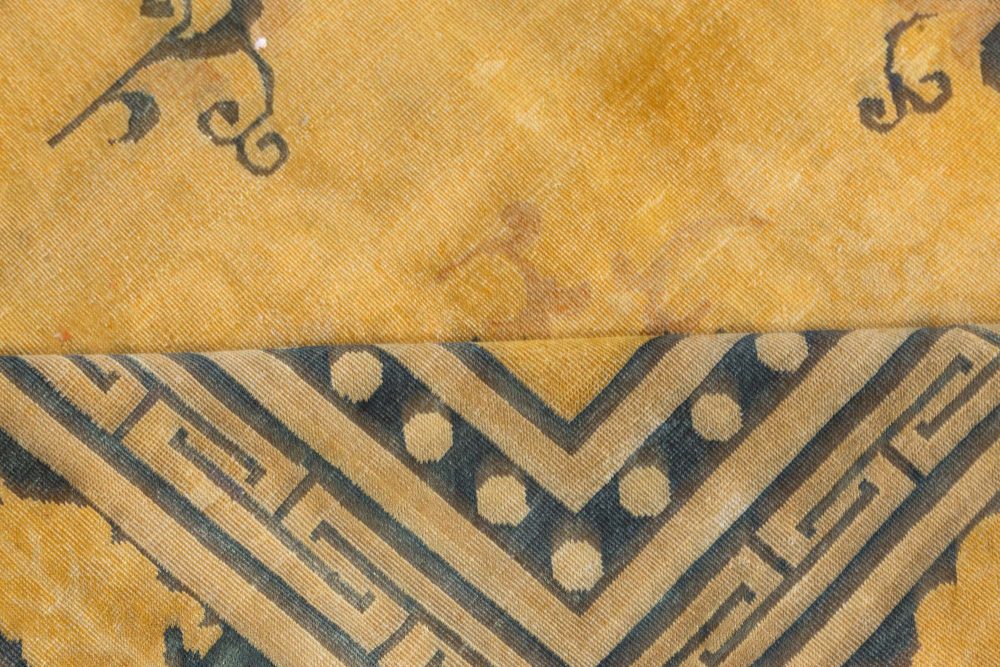 Fine Antique Chinese Golden Yellow Handwoven Wool Rug BB7558