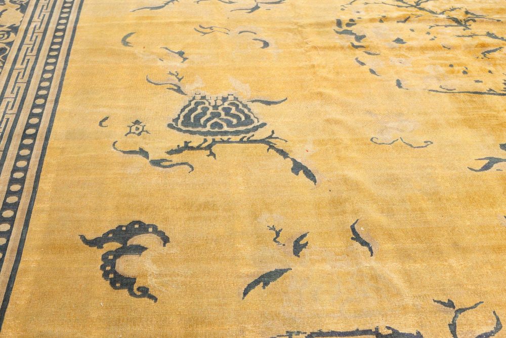 Fine Antique Chinese Golden Yellow Handwoven Wool Rug BB7558